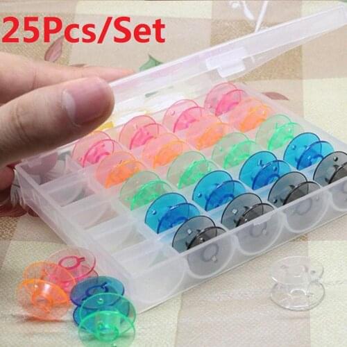 25Pcs/Set Empty Bobbins Sewing Machine Spools Colorful Plastic Case Storage Box for Sewing Machine Sewing Tools & Accessory new