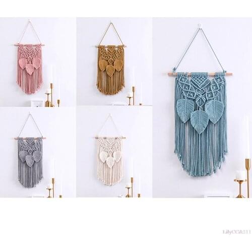 35*60cm Handmade Woven Boho Wall Hanging Tapestry Macrame Cotton DIY Wedding Wall Art Decor