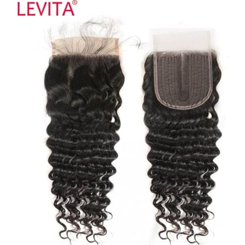 5PCS/Lot Levita Wholesale Deep Wave Closure Bulk Brazilian Human Hair Swiss Lace Closure Only Bresilienne Closure Cheveux Humain