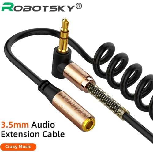 3.5mm Audio Cable Elbow Spring AUX Extension Male to Female Retractable Wire HD Sound Quality Speaker Telescopic Cable for Phone