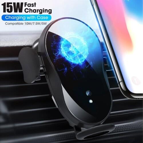 Automatic clamping Car Qi wireless charger for iPhone X 8 XR 11 pro xs Samsung S10+ S9 S8 Note 10 8 Air Vent Mount Phone Holder