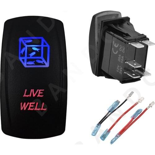Car Boat Marine LIVE WELL Rocker Switch 5P SPST Blue&Red Leds ON-OFF for ARB RV Camping Accessories,Car Tuning Parts,Jumper Wire