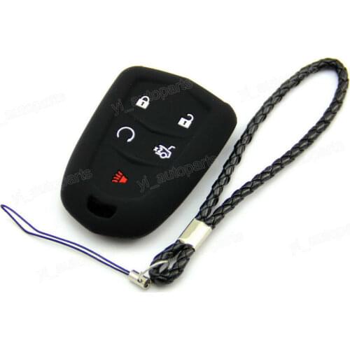 Black Silicone Case Cover For Cadillac Remote Smart Key 5 Button HYQ2AB CAD5ZBBK