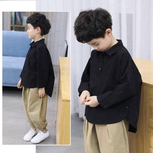 Childrens Clothing Boys Autumn Suit 2021 New Cool Handsome Long Sleeve Shirt Casual Solid Color Pants Korean Two Piece Set