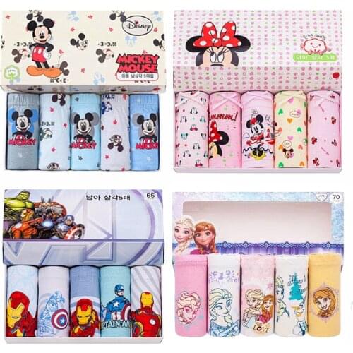 Disney Micky Minnie Spider man Iron Man Captain AmericaFrozen ELSA Children underpants Baby cotton underwear toy kids plush Doll
