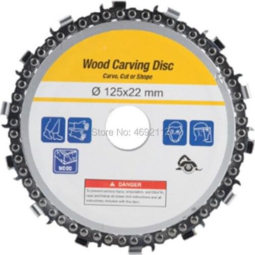 Free shipping 5 Inch 14 Teeth Grinder Chain Disc 22mm Arbor Woodworking Carving Disc for 125mm Angle Grinder Pool Tool