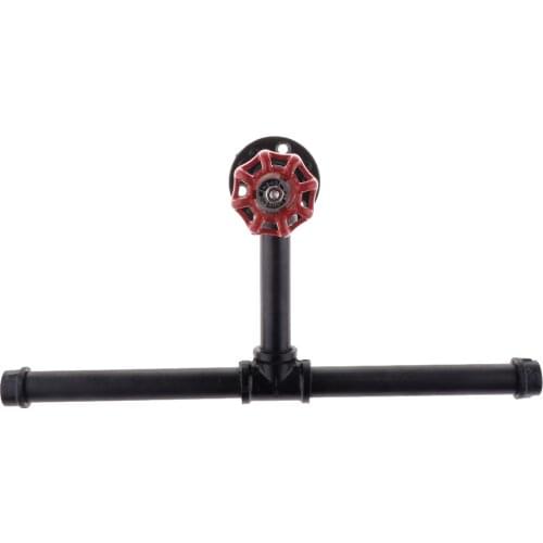 Home Decorative Industrial Rustic Wall Mounted Metal Iron Pipe Toilet Roll Paper Double Holder Towel Rack