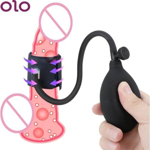 OLO Erotic Penis Trainer Inflatable Penis Pump Enlarger Cock Pumping Sleeve Male Enhancement Pumps Sex Toys for Men