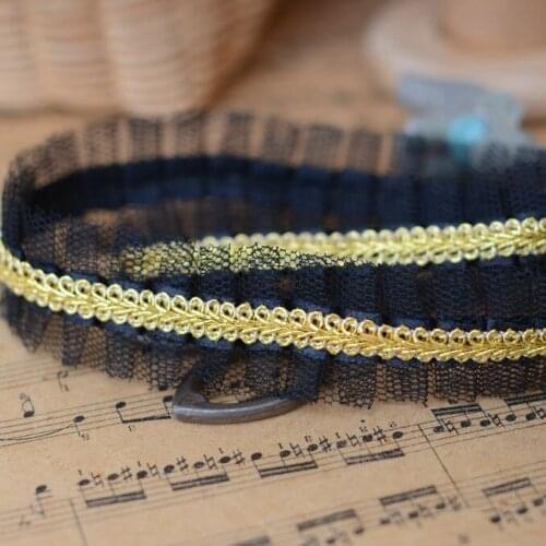 Hot sale Clothing accessories Good quality car bone black agaric golden yarn lace H2801