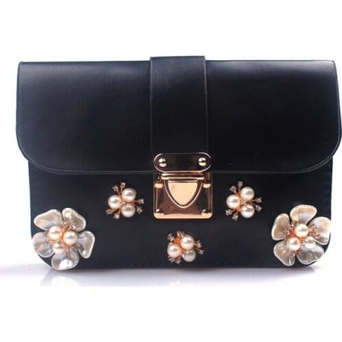 Fashion 2016 One shoulder aslant package Flowers female bag Phone Bags Pearl package Party package Hand bags Woman bag