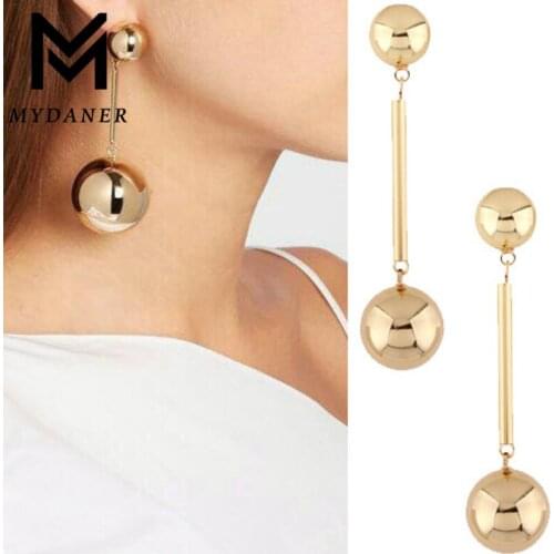 MYDANER New Gold Color Ball Beads Dangle Earrings for Women Boho Fashion Jewelry Long Tassel Earrings Women Lady Gift Wholesale