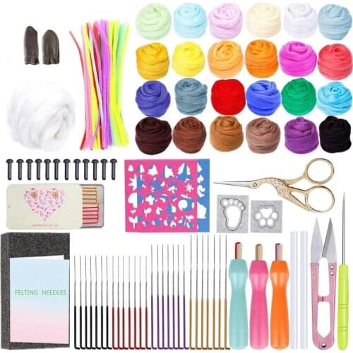 LMDZ Needle Felting Kit, 25 Colors Wool Roving for Needle Felting, Felting Tool Kit, Wool Felting Kit with Instruction, Scissors