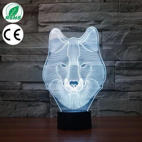 Animal Wolf 3D LED Nightlights Colorful Wolf Design Table Lamp teen wolf Illusion Battery operated Lights Bedroom Modern Decor
