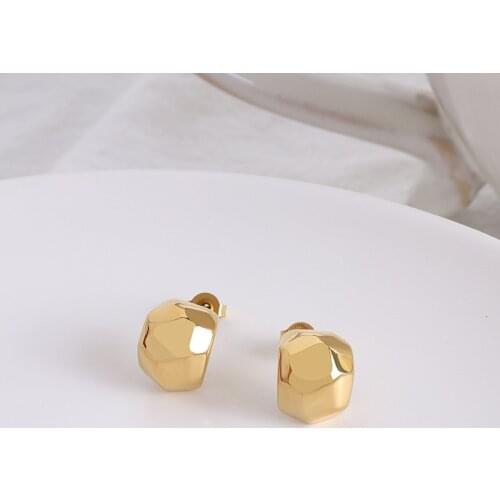 2021 New Diamond Shaped Earrings Titanium Steel Plated18K Gold Geometric CC Hoop Earrings For Women Girls Trendy Jewelry Gift