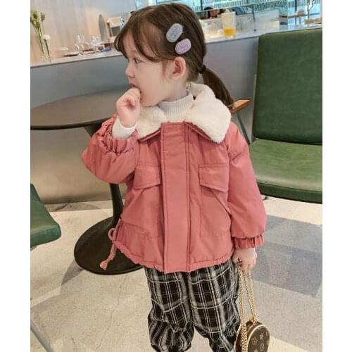 2021 New Autumn Or Winter Girls' Wool Collar Cotton Thickened Coat