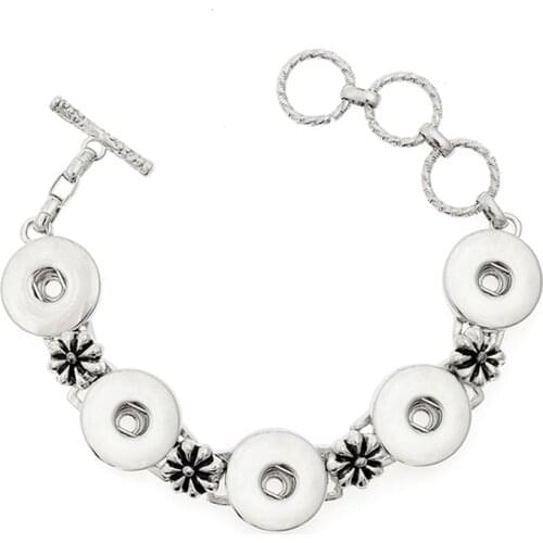 New Snap Bracelet High Quality Vintage Silver Plated 18mm Snap Bracelet Adjustable Size Chain Bracelet Watches Snap Jewelry