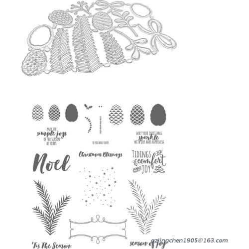 P8DE Christmas Pine Tree Seal Pine Cone Carbon Steel Cutting Dies DIY Scrapbooking Photo Album Embossing Paper Cards Making