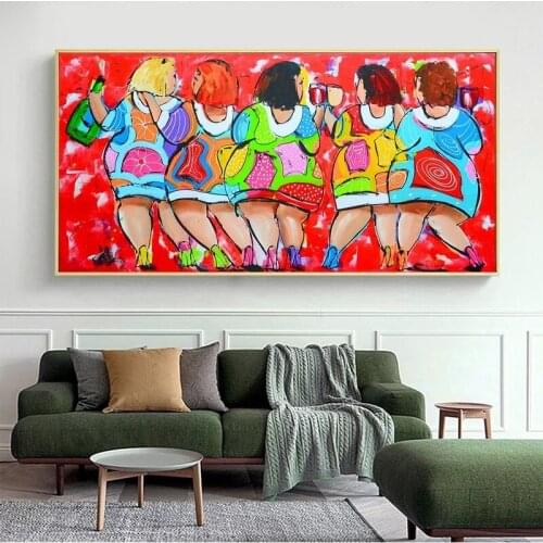 Drinking Women Colorful Abstract Oil Paintings Print on Canvas Art Posters And Prints Modern Art Canvas Pictures For Living Room