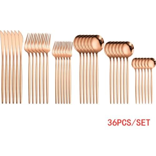 Tableware Rose Gold Cutlery Stainless Steel Cutlery Sets Gold Dinner Set Fork Spoon Knife Chopsticks Set Kitchen Dinnerware Sets
