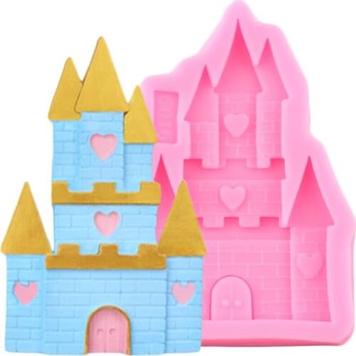 Princess Castle Fondant Molds 3D House Silicone Mold Baby Party Cake Decorating Tools Candy Clay Chocolate Gumpaste Moulds