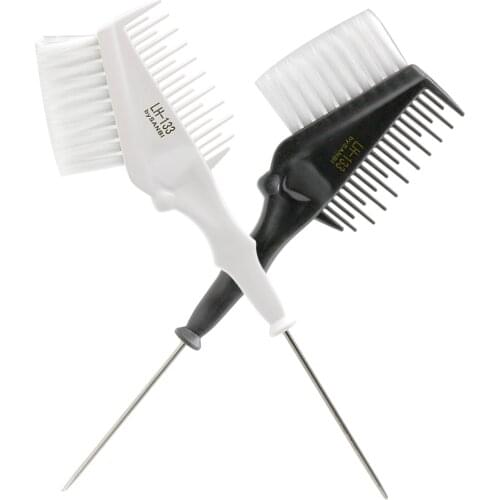 Salon Dyeing Hair Coloring Brush Stainless Steel Handle Hair Dye Comb In Different Length Teeth Professional Coloring Tool LH133