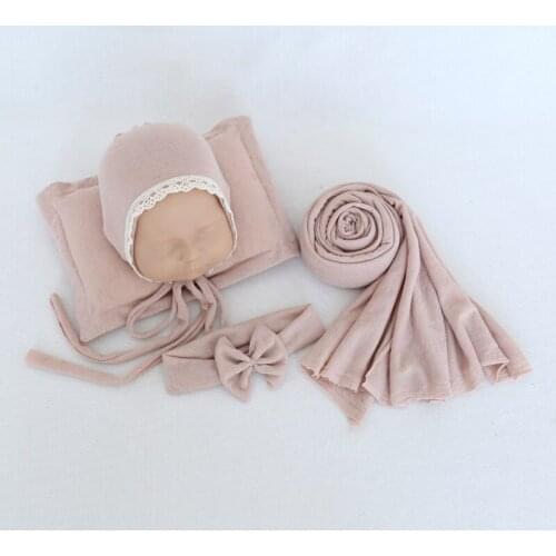 Newborn Photography Props Fancy P&W Wrapping Cloth With Hats Pillow Infant Shooting Accessories Baby Photo Wraps Soft Props 4ps