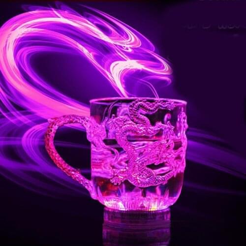 1PC LED Flash Color Light Up Beer Glass Tea Mug Milk Coffee Lemon Juice Whisky Mug Changing Dragon Cup Acrylic Water Cup