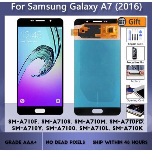 Super OLED LCD Display For SAMSUNG GALAXY A7 2016 A710 SM-A710F A710M Touch Screen Digitizer Assembly Replacement 5.5" LCD A710