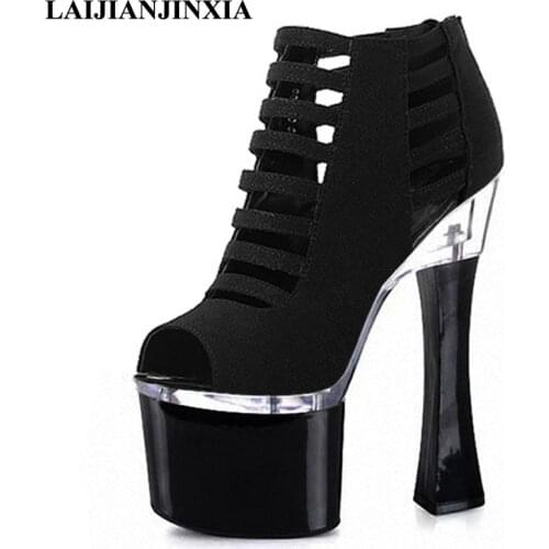 LAIJIANJINXIA Super High Heels Women Pole Dance Shoes Sexy Night Club Party Dancing Shoes Platform 18cm High Heels Sandals