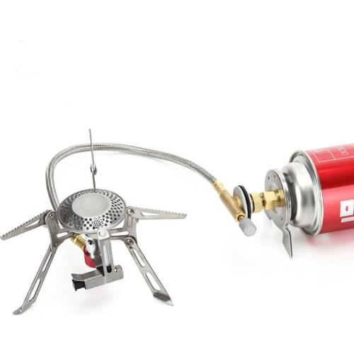 Outdoor camping barbecue oven with ignition portable chafing dish stove head spring travel picnic boile burner gas equipment