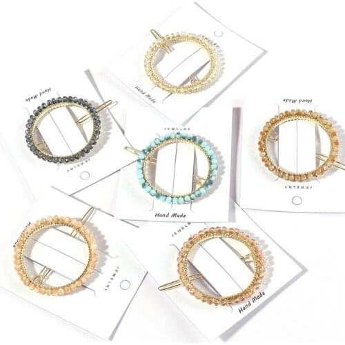 60pcs/lot DIY Multi Simple Metal Circular Imitation Crystal Hair Clips Ponytail Hairpin Hair Styling Tools Accessories HA1797