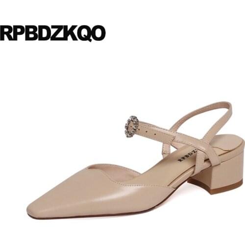 2021 Ladies Closed Toe Pumps Diamond Pointed Spring Elegant Shoes Double Strap Sandals Slingback Women High Heels Chunky Nude