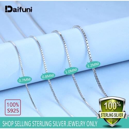 100% Genuine 925 Sterling Silver Slim Necklaces for Women Box Chain Necklace for Pendant Wholesale Lots Syster Birthday Gifts