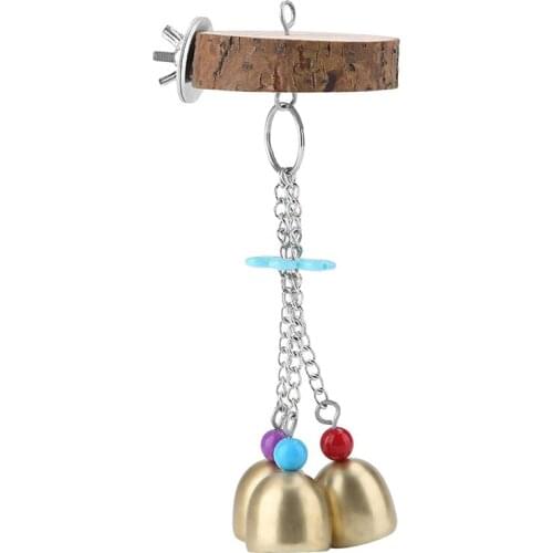 Pet Bird Bite Chew Cage Toys With 3 Ring Bells Parrot Toy Bird Cage Swing Hammock Hanging Toys Colorful Bird Play Stand