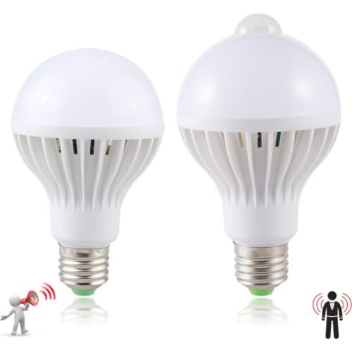 LED PIR Motion Sensor LED Bulb Lamp E27 3W 5W 7W 9W 12W AC 220V Led PIR Infrared Body Sound Light For Home Kitchen Lighting 1Pc