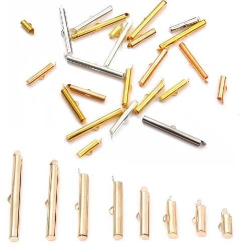 30-50pcs Crimp End Beads Caps Slider Clasp Buckles Tubes Diy Bracelet Necklace Connectors Loom Findings for Jewelry Making