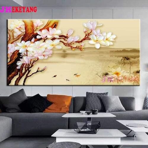 Large 5D Diy diamond painting Magnolia, lotus, koi fish Diamond Mosaic Rhinestone Embroidery cross stitch Y4525
