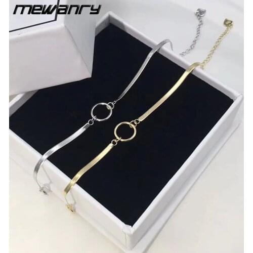 Mewanry 925 Sterling Silver Circle Bracelet for Women INS Fashion Simple Elegant Temperament Party All-match Jewelry Gifts
