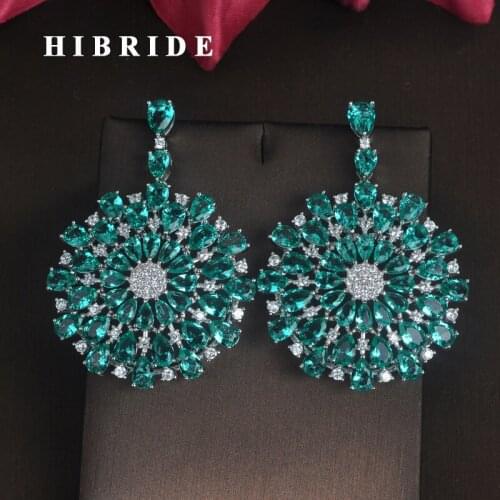 HIBRIDE Brand Big Flower Shape Pendientes Women Bride Statement Earrings Dangle Earrings Boucle d'oreille Wholesale Price E-673