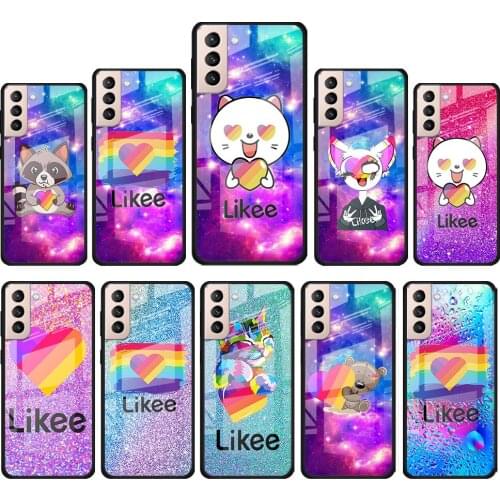 Cute Funny Likee for Samsung Galaxy S21 Ultra Plus A72 A52 4G 5G M51 M31 M21 Luxury Tempered Glass Phone Case Cover