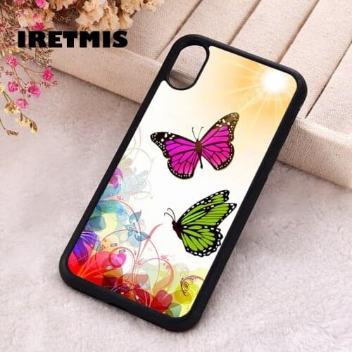 Iretmis 5 5S SE 2020 Phone Cover Case for iPhone 6 6S 7 8 Plus X Xs XR 11 12 Mini Pro Max Silicone Butterfly Floral Sunset Cute
