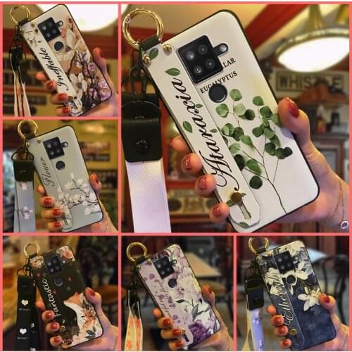 For Woman Lanyard Phone Case For Sharp Aquos Sense4 Plus Durable Shockproof Kickstand Original Soft