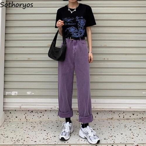 Women Jeans Vintage Female Wide Leg Trousers Harajuku Roll Up Hem Loose Casual Daily Simple Soft Chic Streetwear Hip-hop Stylish