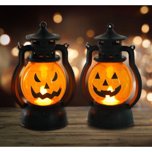 Halloween Pumpkin Skull lantern LED Pony Lanterns Oil Lamp hanging Ornaments Halloween Decoration for home Props Party Supplies
