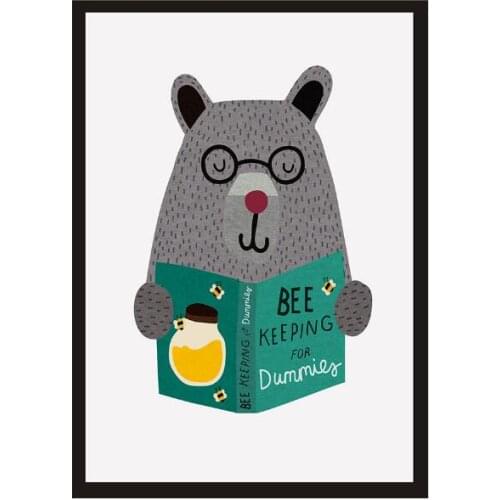 Love reading teddy bear Modern Animal Canvas Printings Wall Canvas Art Prints Wall Pictures for KIDS room