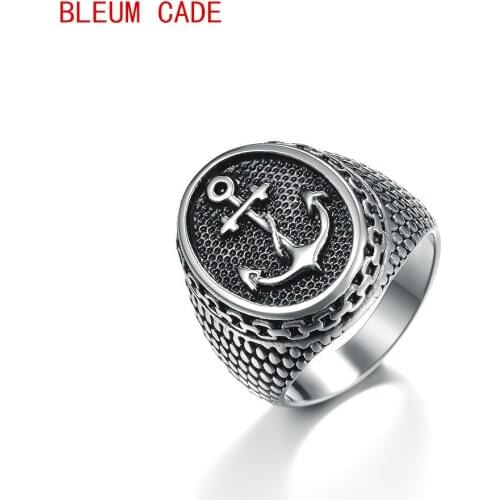 Punk 316L Stainless Steel Rring Top Quality Anchor Biker Men Ring Hot Sale Mans Fashion Jewelry