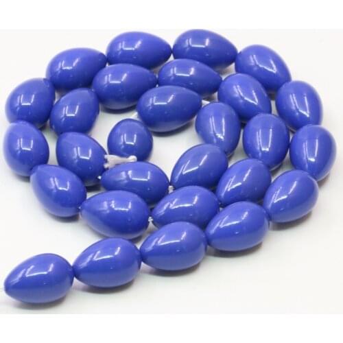 Beautiful Blue Artificial Shell Imitation Pearl 5X7mm 7X9mm 9x13mm Water Drop Shape Loose Beads Women Jewelry Making 15inch Y729