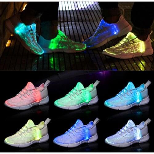Led Casual Mens Running Shoes Summer Led Fiber Optic Shoes for Girls Boys Women USB Recharge Glowing Sneakers Man Light Up Shoes
