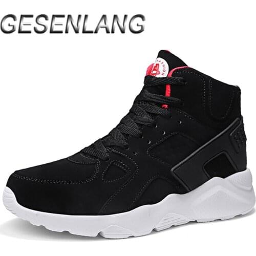 Autumn Mens Casual Shoes Breathable Leather High Top Big Size Male Sneakers Non-Skid Wear Resistant Outdoor Daily Walking Shoes
