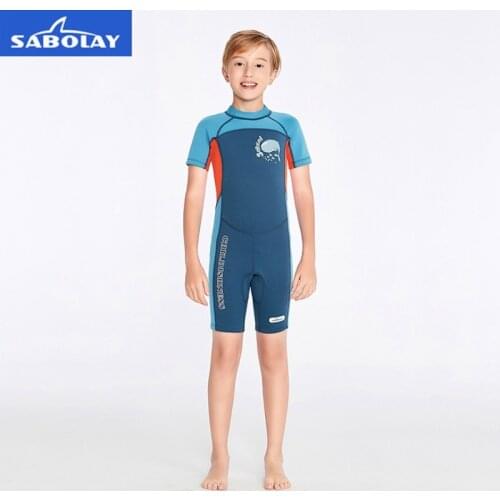 Sabolay Children Surfing Diving Swimming Suit 2mm Neoprene Wetsuit Kids Piece Swimsuit Rash Guards Warm Snorkeling